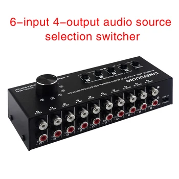 превключвател за избор на възвратно аудио с 6 входа и 4 изхода \ управление на превключване изход аудиомикшера може едновременно показване на интерфейса RCA