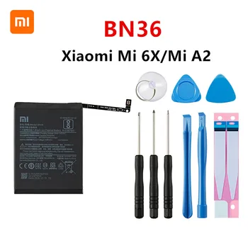Въведете mi 100% Оригинална Батерия BN36 3010mAh За Xiaomi Mi 6X Mi 6x Mi A2 MiA2 BN36 Висококачествени Сменяеми батерии за телефон + Инструменти