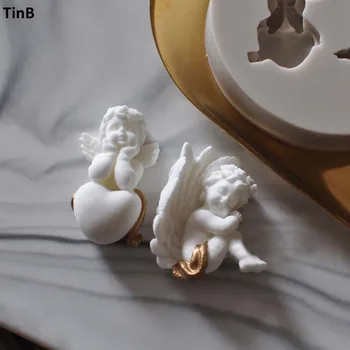 3D Ангел Силиконови Форми Фея Бебе Сапун Мухъл Украса на Тортата Захар Занаятчийски Инструменти Свещ Форма си САМ 