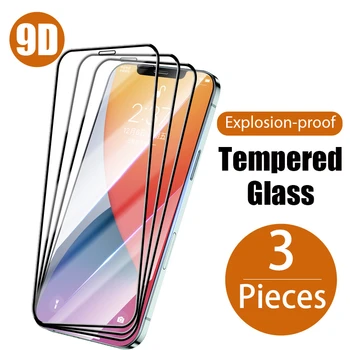 3 Бр. Закалено Пълно Защитно стъкло За iPhone 14 11 12 13 Pro Предпазно Стъкло За екран За iPhone X XR XS 12 Mini MAX Защитно Стъкло
