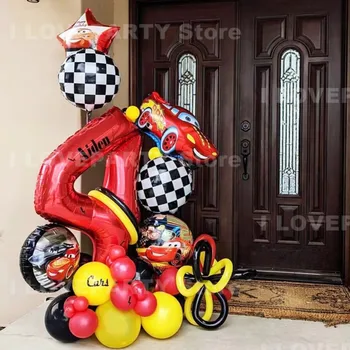 34 бр., набор от Балони серията Disney Cars, Балон от Фолио Lightning McQueen, Декорация за Детски Рожден Ден, играчки за момчета, Подаръци Глобуси