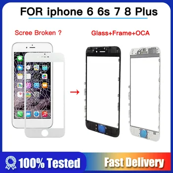 Външно Стъкло За iPhone 6 6s 7 8 plus 7p 8p Резервни Части Предната Стъклена Екранната Лента Обектив + ОСА За iPhone 6sp 6p Замяна