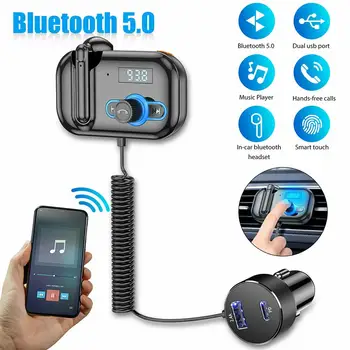 Автомобилен Bluetooth-съвместими 5.0 FM трансмитер Модулатор USB PD Type C Бързо Зарядно Устройство за MP3 Музикален Плейър хендсфри Комплект за Кола