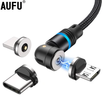 AUFU Магнитен Кабел за зареждане на Магнитното Зарядно Устройство Type C Micro USB Кабел Кабел За iPhone 13 12 Pro XS Samsung Обрат На 540 градуса