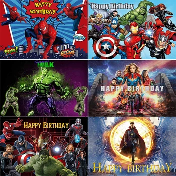 Spider-Man Железният Човек, Хълк Рожден Ден Украси Отмъстителите Снимка Фон Вечерни Supplise Супер Герой Детски Душ