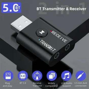USB 5,0 Bluetooth приемник адаптер AUX вход 3.5 мм аудио безжичен предавател може да слушате музика чрез автомобил и отговарят на повиквания чрез
