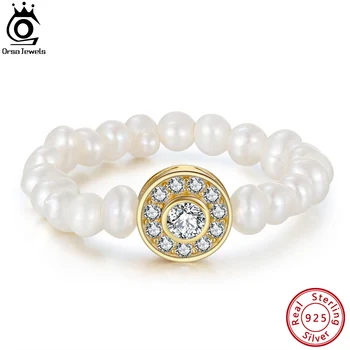Модни пръстени с Естествена Сладководните Перли ORSA JEWELS в Нетната дизайн с очарованието от Сребро проба 925 с покритие от 4A цирконии GPR06