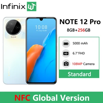 Глобалната версия на Infinix NOTE 12 PRO 4G NFC Смартфон 8 GB 256 GB Процесор Хелио G99 108-Мегапикселова Камера Android 12 Мобилен телефон