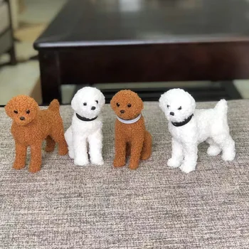Мини-Модел На Животното Украшение Подарък Имитация На Плюшени Кучета Кожа Играчка Bichon Frise Куче