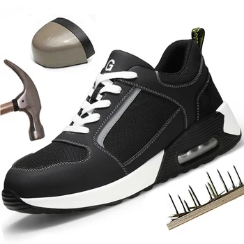 Нови Мъжки И Дамски Работни и Защитни Обувки с високо качество, Работни Обувки на въздушна възглавница, Неразрушаемая Обувки, Защита От удари, Защита от пробиви, Работни Обувки