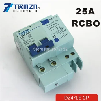 Автоматичен прекъсвач остатъчен ток DZ47LE 2P 25A 230V ~ 50 Hz/ 60 Hz със защита от претоварване работен ток и изтичане на RCBO