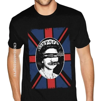 Sex Pistols Тениска God Save The Queen Памучни тениски за момчета, обикновените маркови мъжки потници, тениска от обикновения памук