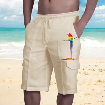 2022 Мъжки Летни Шорти-карго, Многоцветни Мъжки Ежедневни Панталони с много джобове и Принтом, Свободни Шорти Sandbeach