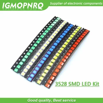 5 цвята всеки 20pcs = 100ШТ 3528 1210 SMD led комплекти Червен Жълт Зелен Син Бял светодиод Луминесцентна тръба