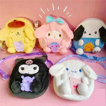 Kawaii Sanrio Чанта Hello Kitty Плюшен Кукла Kawai Sanrio Раница Cinnamoroll Kuromi Плюшен Чанта с Плюшени Играчки Вътре Подарък за Момичета