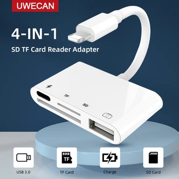 Светкавица iPhone към USB3 OTG Адаптер за камера/Кабел Кабел със Зареждането на Гръмотевична iPad за SD/TF Карта-винаги Подкрепа 3.5 мм Aux Аудио