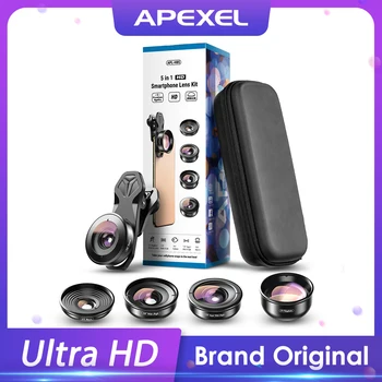 APEXEL HD 5 в 1 Обектив за мобилен Телефон с камера 4K Широкоъгълен обектив за макро портрета супер Рибешко Око CPL Филтър за iPhone7 8 Samsung allsmartphone