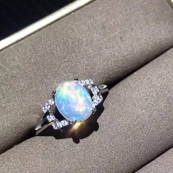 Дамски пръстени с естествен опалом променят цвета на огъня загадъчно сребро 925 проба регулируем размер