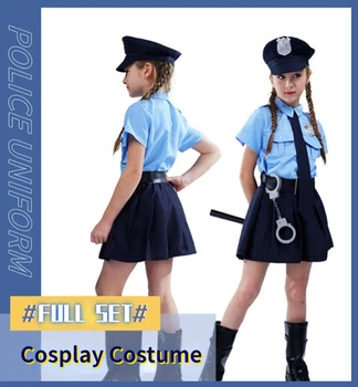Сладки, Малки Момичета Малък Полицейски Полицай Време На Игра Cosplay Униформи Децата Детски Професия Хелоуин Ролеви Игри Обличам Костюм