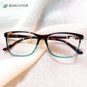 BONCAMOR Стилни правоъгълни очила за четене, пружинни панти, мъжки и дамски очила за четене, диоптър 0,5 1,75 2,0 3,0 4,0...