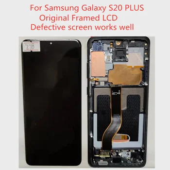 100% Оригинален Super AMOLED на Samsung Galaxy S20 + LCD-дисплей със сензорен екран S20Plus G985F G986B/DS LCD дисплей с Рамка на Екрана