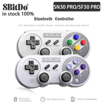8 bitdo SF30 Pro/SN30 Pro Безжична Bluetooth Геймпад Контролер с Джойстик за Android Windows, macOS Nintend Преминете Steam