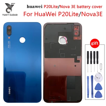 За Huawei P20 Lite Задния Капак на Отделението за батерията Делото Вратите Корпус Стъклен Панел + обектива на камерата + Бутона за пръстови отпечатъци Nova 3д отделението отделение