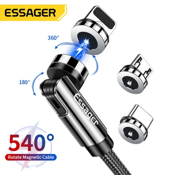 Essager Въртящ се Магнитен Кабел на 360 Градуса USB Type C Кабел за зареждане Бързо Зареждане на Магнитното Зарядно Устройство 540 Обрат Микро Магнитен Кабел
