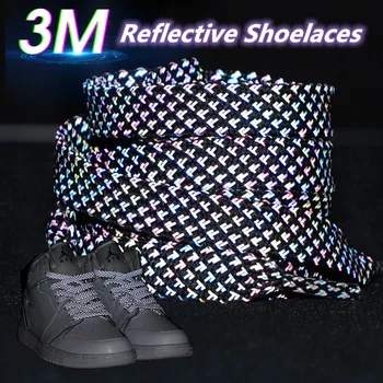 Светлоотразителни шнурове 3 м за Маратонки, Плоски Светещи Връзки за Обувки, стръмни светят в Тъмното Ремък за Възрастни и Деца, Спортни Обувки