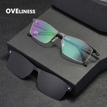 Поляризирани Слънчеви Очила-Магнитен Клип На рамки За Очила за Мъже Жени сплав Оптични Предписани Рамки За Очила Магнитни Скоби eyewear