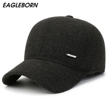 EAGLEBRON Дизайнерски бейзболна шапка за Мъже, Зимна Шапка, за Баща, за Мъже Защита на Уши, Топла Дебела Вълнена Зимни бейзболна шапка за Мъже