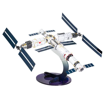 Художествена Модел MU 3D Метален Пъзел Китай Тяньгун Космическа Станция на модела комплекти САМ Лазерно Рязане Пъзели Пъзел забавление За Децата