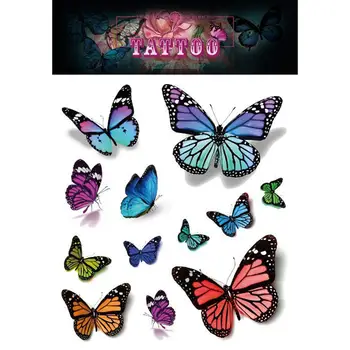 3D Пеперуда Татуировка Стикер Мъжете Жените са най-Секси Шията, на Китката, на Боди Арт Пеперуда на Цвете Временна Татуировка Стикер Водоустойчив Фалшива Татуировка