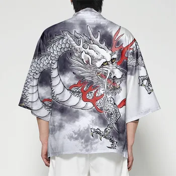 Плюс Размер 6XL 5XL 4XL Дракони Свободни Японски Карикатури Жилетка на Жените и Мъжете Кимоно Харадзюку Cosplay Върховете Блуза Дрехи Юката
