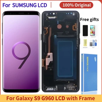 ОРИГИНАЛЕН AMOLED На Samsung Galaxy S9 LCD дисплей с Рамка за S9 SM-G960 G960F Сензорен екран Дигитайзер, Монтаж на резервни Части за Ремонт на