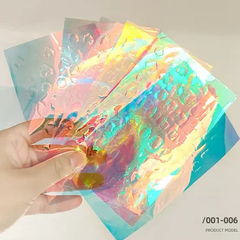 Дизайн на ноктите Стъклена Фолио Фолио САМ Целофан Хартия Дизайн Нокти DIY Самозалепваща Хартия Отразяваща Огледално Парче на Rainbow Ефект NE